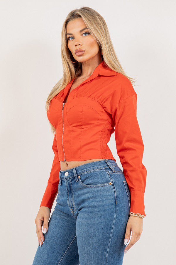Vibrant Zip-Front Cropped Jacket in Bold Colors