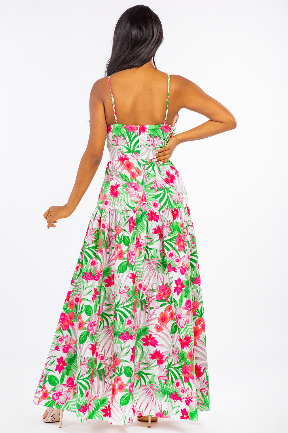 Spaghetti Strap Floral Printed Maxi Dress