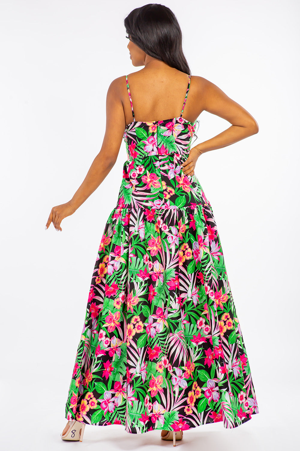 Spaghetti Strap Floral Printed Maxi Dress