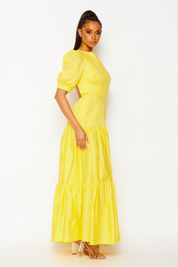 PE-3456 / COTTON MAXI DRESS WITH OPEN BACK