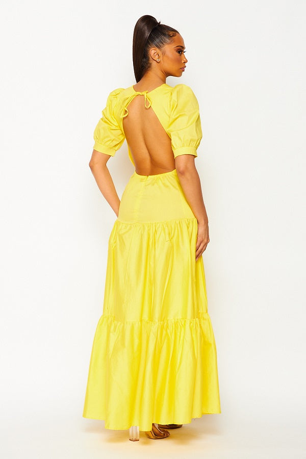 PE-3456 / COTTON MAXI DRESS WITH OPEN BACK