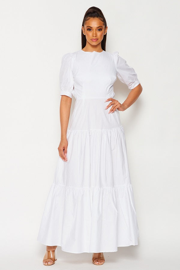 PE-3456 / COTTON MAXI DRESS WITH OPEN BACK