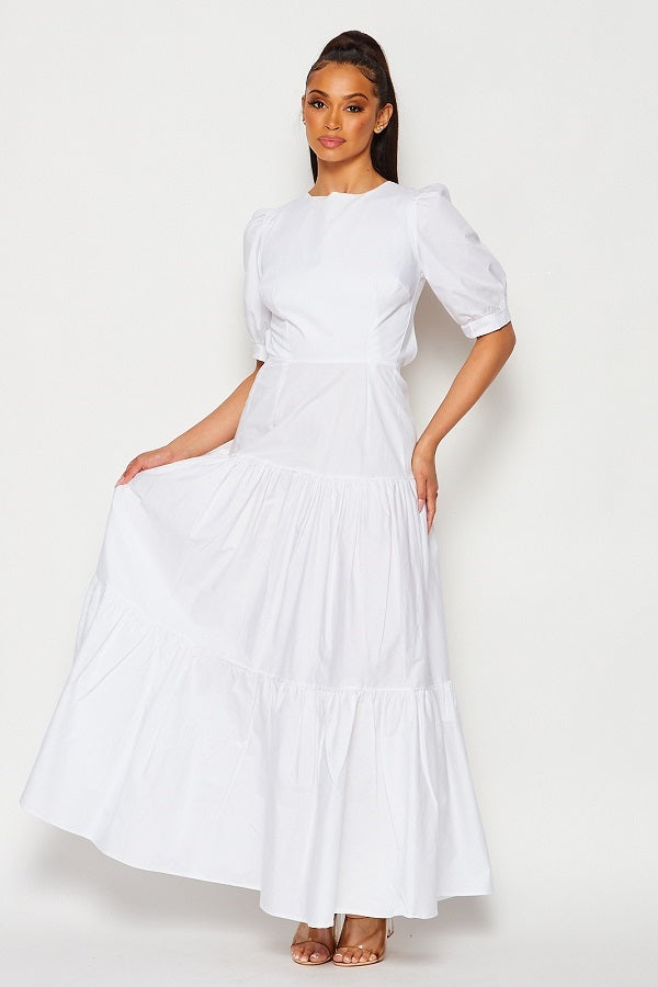 PE-3456 / COTTON MAXI DRESS WITH OPEN BACK