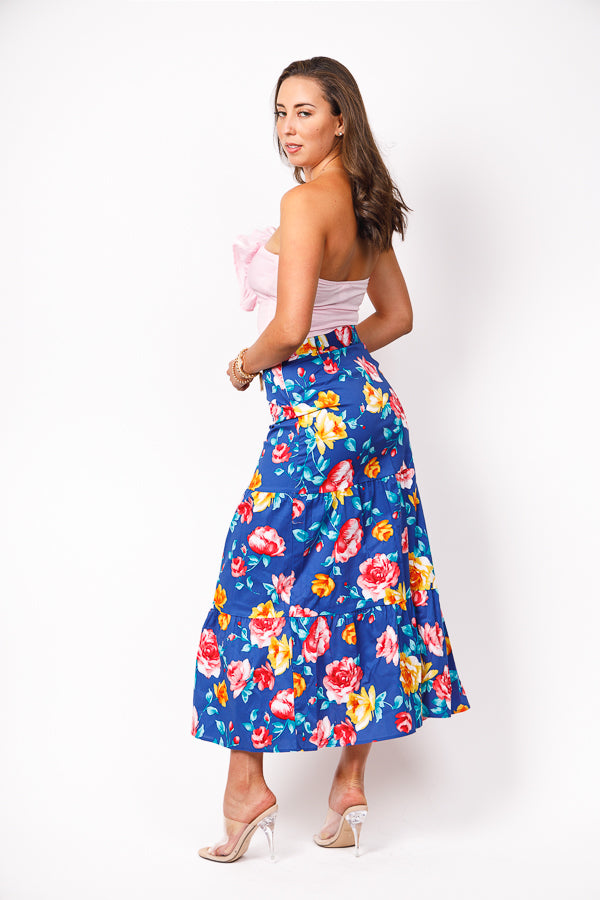 PE-2752/ FLORAL PRINT LONG SKIRT