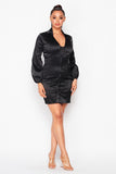 Sleek Satin Twill Button-Down Dress with Long Sleeves