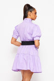 Short Sleeve Flare Dress with Versatile Belt Accessory