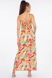 Cotton Maxi Dress with Spaghetti Straps and Tie-Back Detail