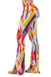 Multi Color Print Stretch Bell Bottoms Pants