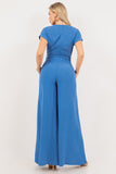 V-Neck Jumpsuit with Front Pockets and Zipper Back