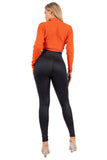 Black Stretch Leggings with Front Zipper