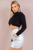 Contemporary Cross-Front Crop Top with Chic High-Waist Skirt
