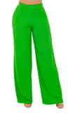Solid Wide-Leg Pants with Elastic Back