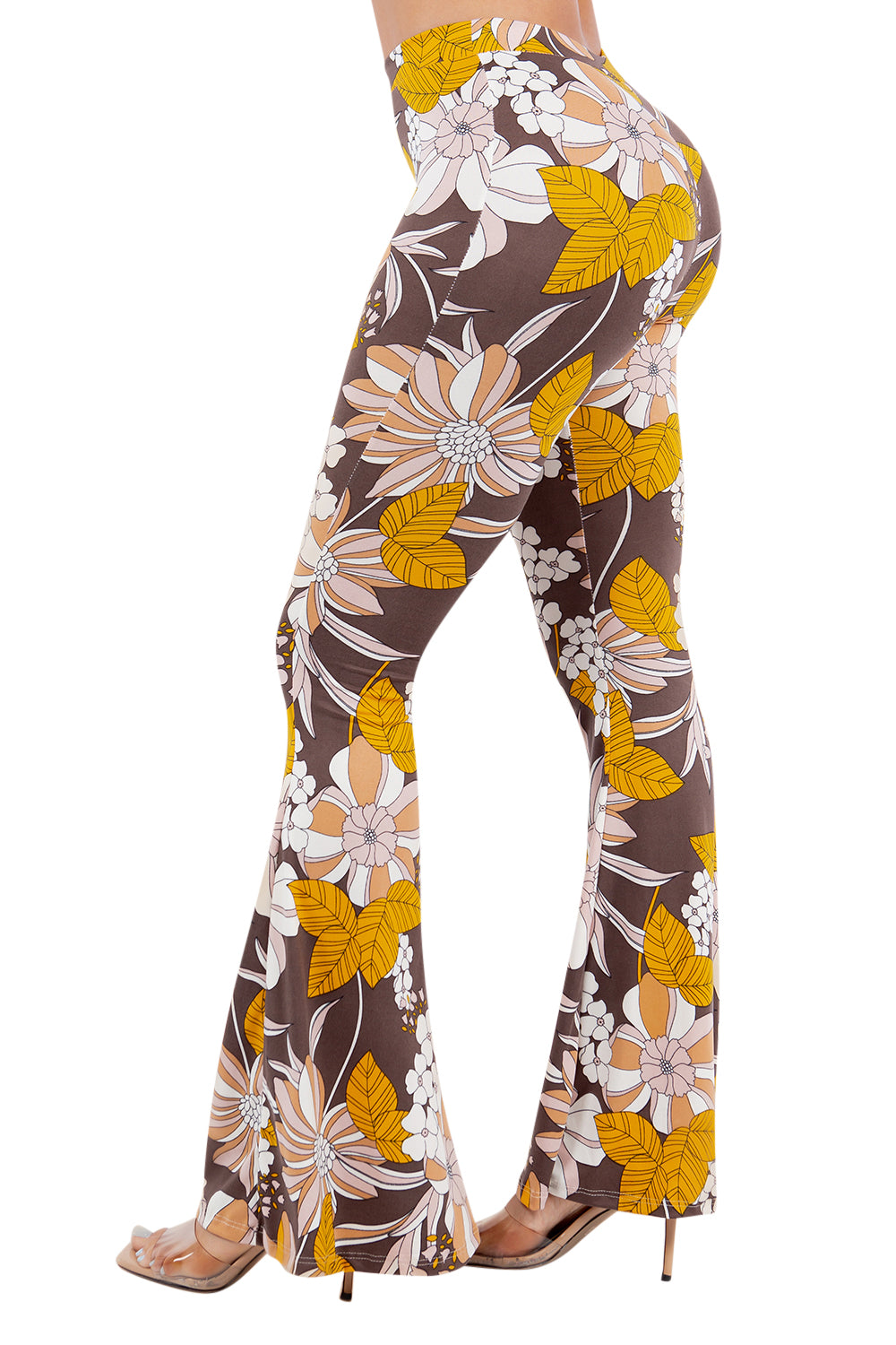 Women's Floral Print Stretchy Bell Bottom Flare Pants