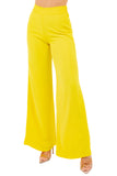 Solid Wide-Leg Pants with Elastic Back