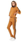 Hoodie Tracksuit Pants Set With Animal Print Contrast