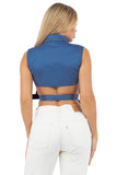 Button-Down Sleeveless Top with Belt