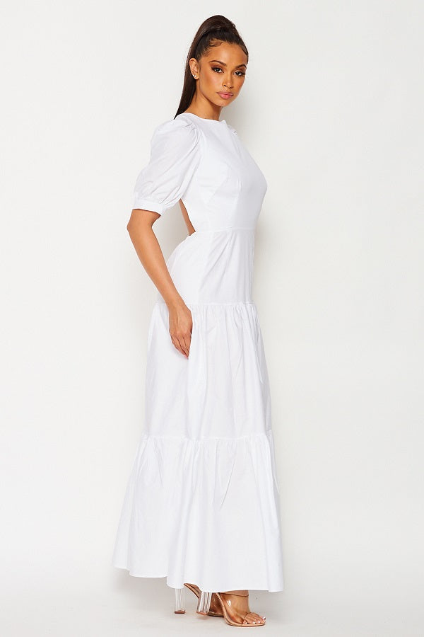 PE-3456 / COTTON MAXI DRESS WITH OPEN BACK