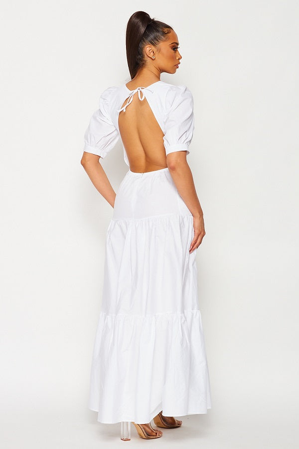 PE-3456 / COTTON MAXI DRESS WITH OPEN BACK